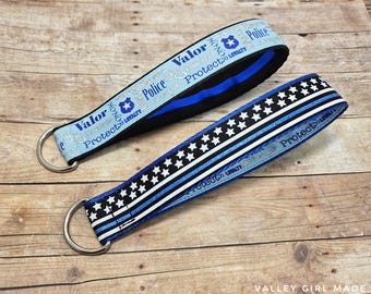 Police Support Light Blue Keychain Wristlet | LEO Keychain | Blue Line Keychain Wristlet | Back the Blue