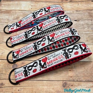 Classic Harley Quinn Keychain Wristlet | Harley and Puddin | Key Fob | Joker's Girl