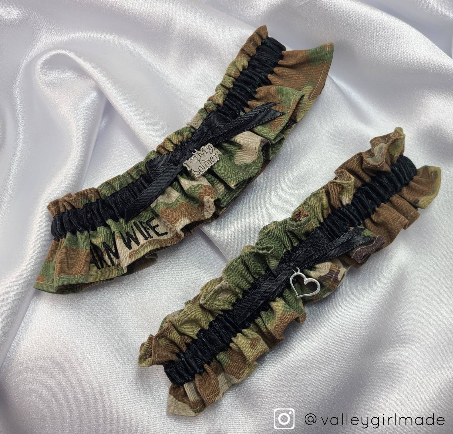 Army Wedding Garters Embroidered army Wife Etsy