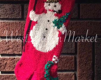 PATTERN for Vintage Snowman Stocking - HARD COPY mailed to you