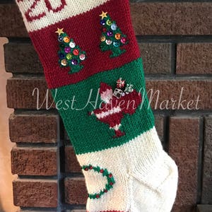 Kit for Vintage Personalized Hand Knit Christmas Tree and Santa Stocking with 100% WOOL FREE SHIPPING image 2