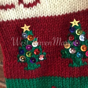 Kit for Vintage Personalized Hand Knit Christmas Tree and Santa Stocking with 100% WOOL FREE SHIPPING image 4