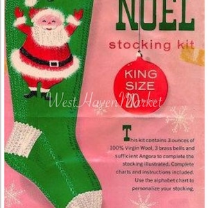 PDF for Vintage Noel Santa Christmas Stocking - Digital Download