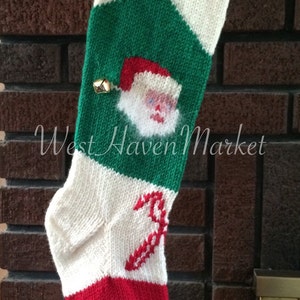 Kit for Vintage Personalized Hand Knit Santa with Candy Canes Christmas Stocking with 100% Wool - FREE SHIPPING!!