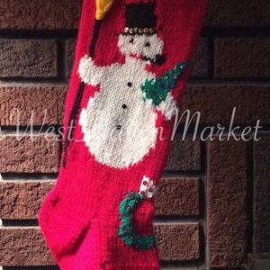 Kit for Vintage Personalized Hand Knit Snowman Christmas Stocking with 100% WOOL - FREE SHIPPING!!