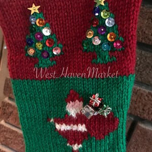 Kit for Vintage Personalized Hand Knit Christmas Tree and Santa Stocking with 100% WOOL FREE SHIPPING image 3