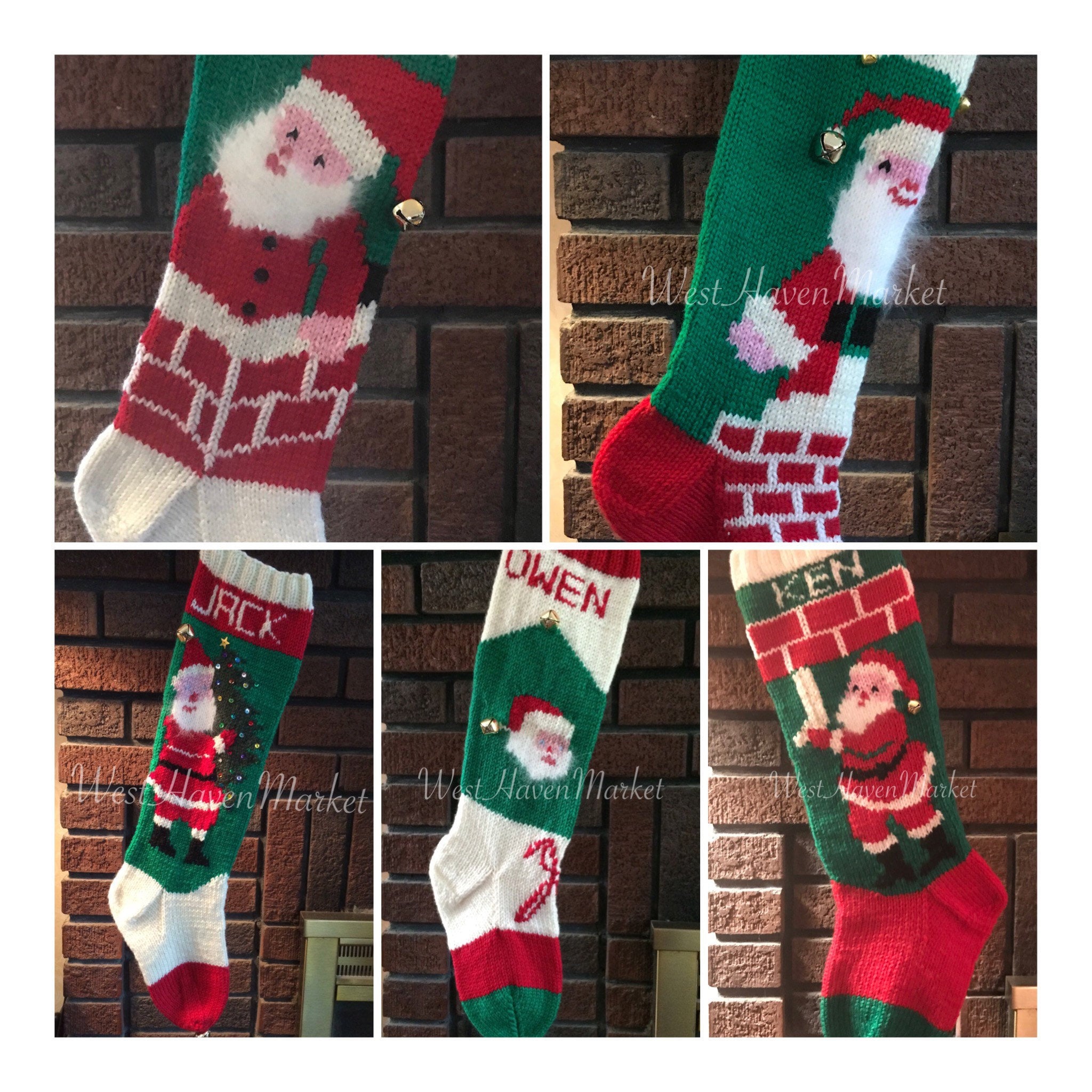 Bundle of 5 Favorite Vintage Christmas Stocking PATTERNS