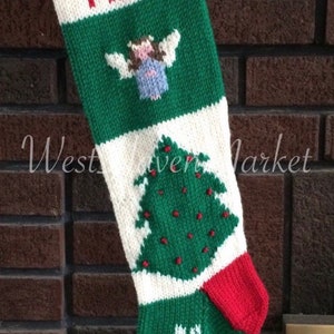 Kit for Vintage Personalized Hand Knit Angel w/ Christmas Tree & Snowflake Stocking 100% WOOL - FREE SHIPPING!!