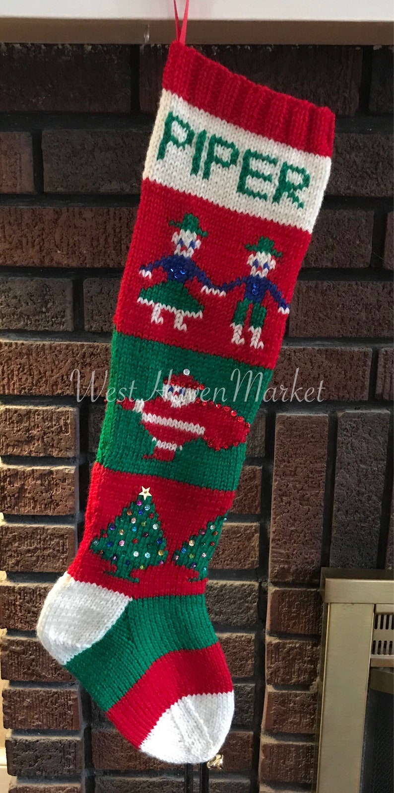 Vintage Personalized Hand Knit 1945 Christmas Stocking 100 Etsy