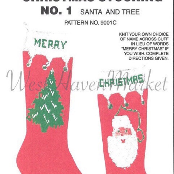 PDF for Vintage Personalized Grace Ennis No. 1 Santa & Tree Christmas Stocking - INSTANT DOWNLOAD!!