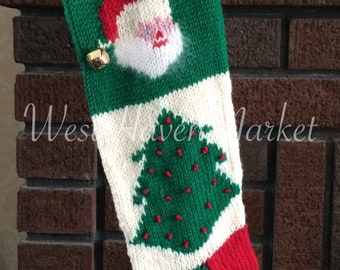 PATTERN for Vintage Santa, Christmas Tree and Snowflake Stocking - HARD COPY mailed to you
