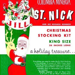 Kit for Vintage Personalized Hand Knit St. Nick and Reindeer Christmas ...