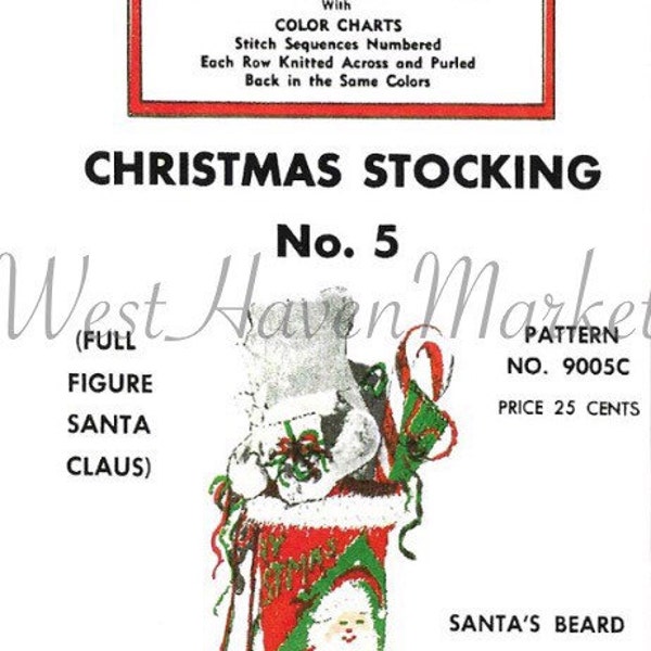 PATTERN for Vintage Personalized Grace Ennis No. 5 Full Figure Santa Claus Christmas Stocking - HARD COPY!!