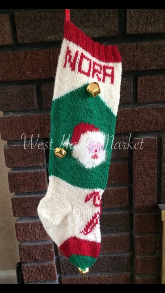 Pattern For Vintage Santa And Candy Canes Christmas Stocking Pattern Hard Copy Mailed To You