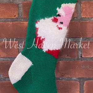 PDF for Vintage Santa Claus &quot;Santa Face&quot; Christmas Stocking - Digital Download