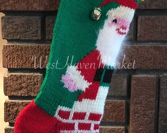 PATTERN for Vintage Kriss Kringle Down the Chimney Christmas Stocking - HARD COPY mailed to you