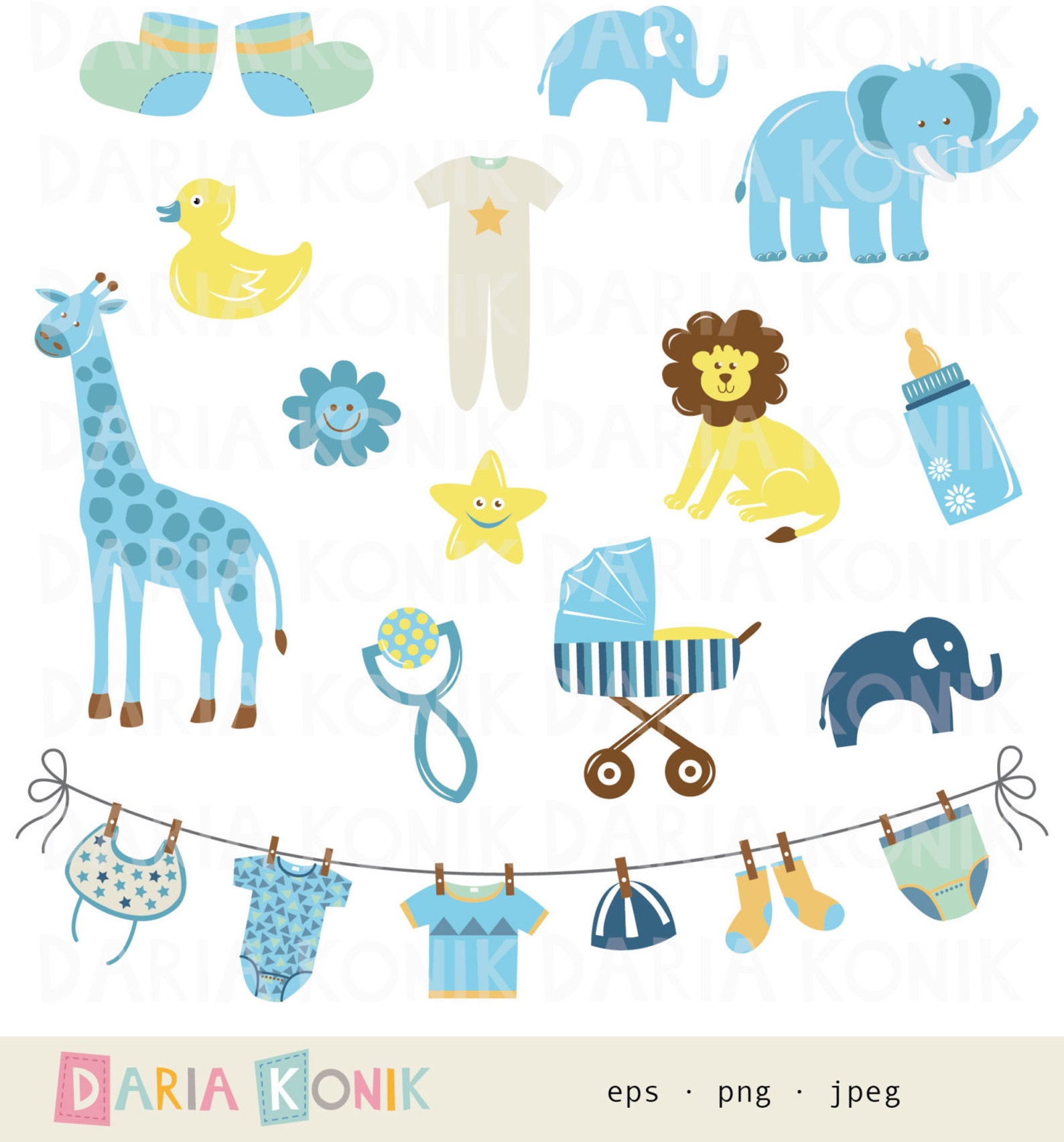 Baby Boy Clip Art Setbaby Boy Clipart New Baby Blue Etsy