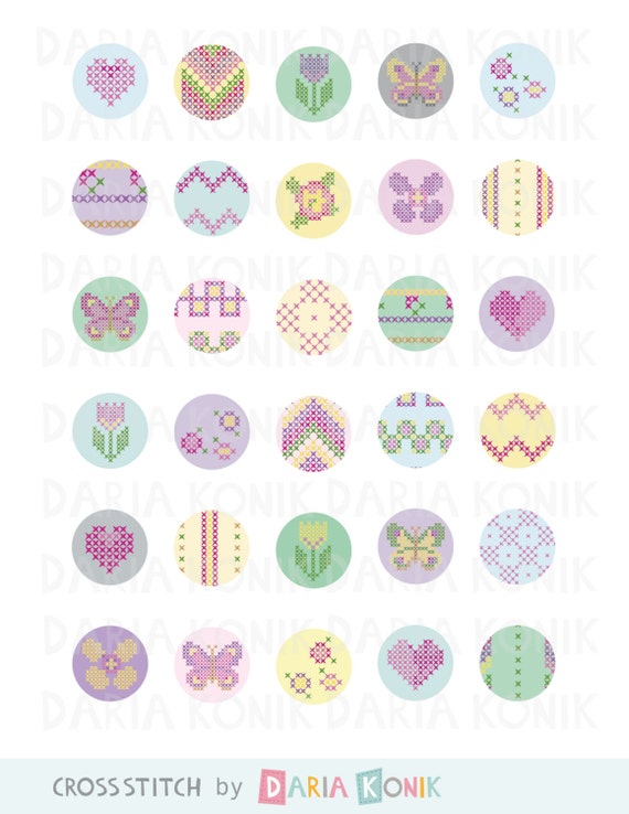 Cross Stitch Digital Collage Sheet With 1 Circular | Etsy