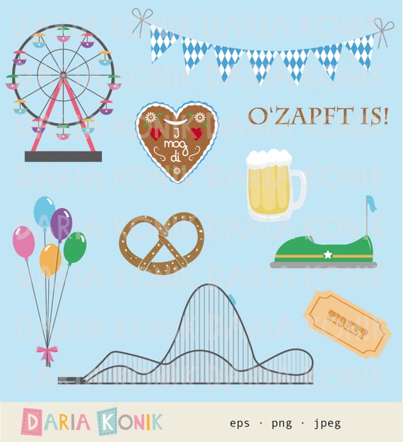 Oktoberfest Kirmes Clip Art Set Wimpel Lebkuchenherz Etsy