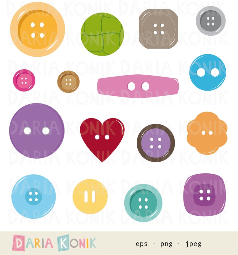 Buttons Clip Art button clipart 16 buttons in various styles | Etsy