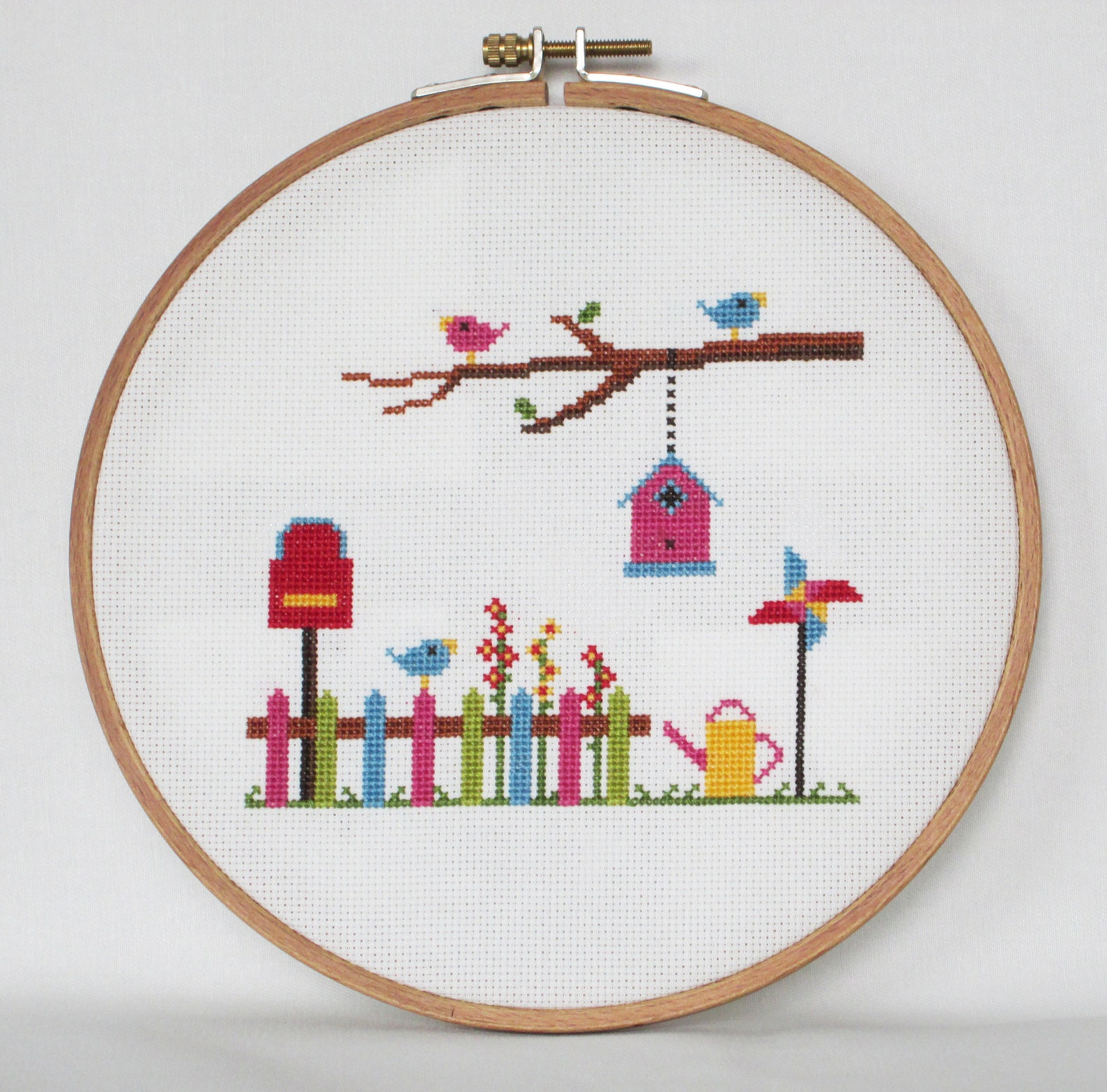 Spring Garden Cross Stitch Patternbirdhouse Garden Flowers Etsy