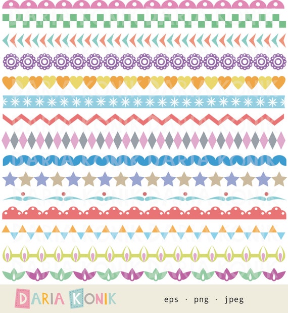 Borders Clip Art Set Border Clipart Scalloped Border Heart Etsy