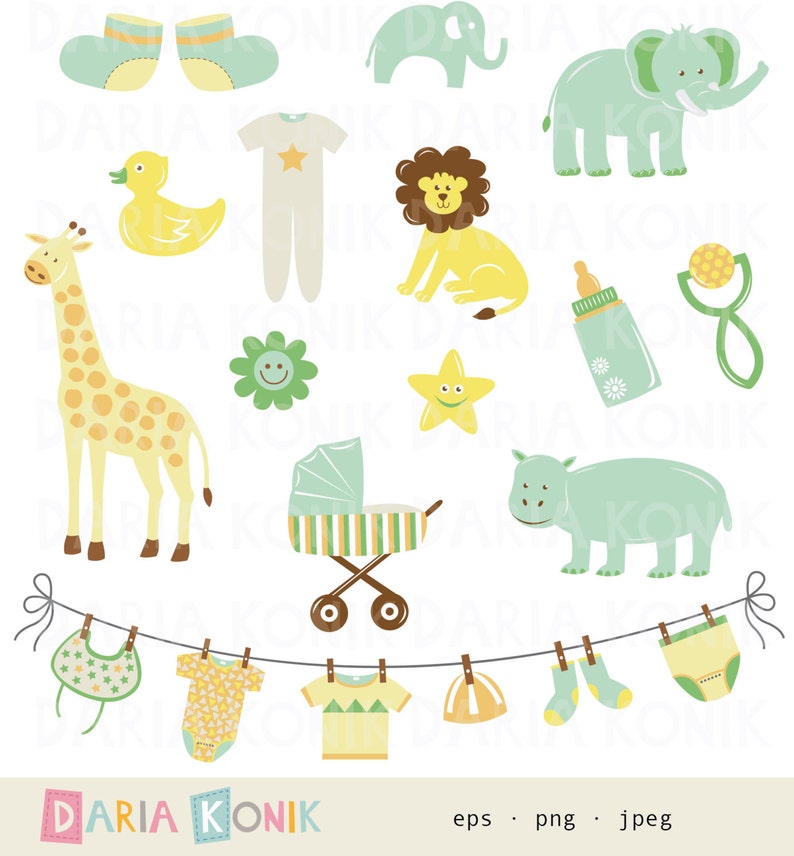 Gender Neutral New Baby Clip Art Set-new Baby Cute Animals | Etsy