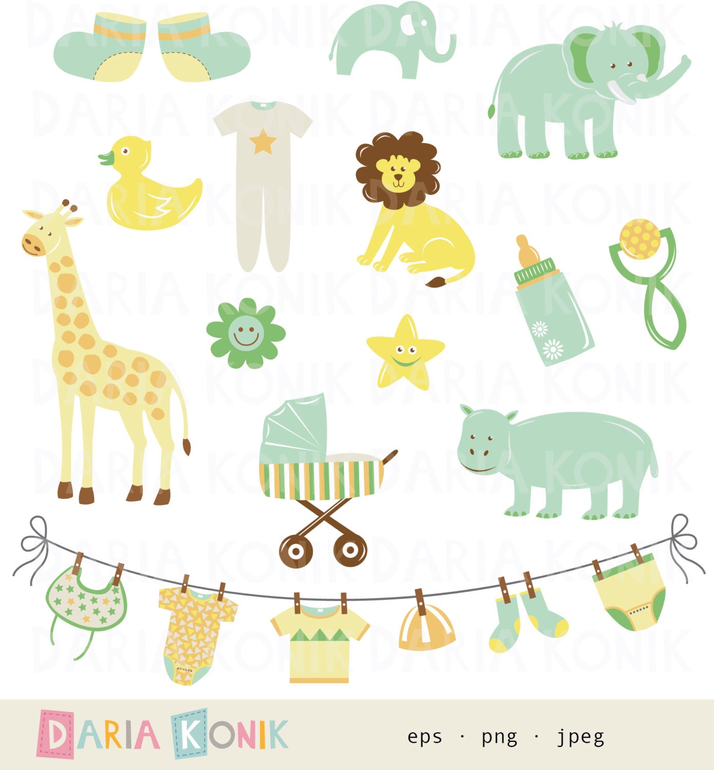 Gender Neutral New Baby Clip Art Setnew baby cute animals