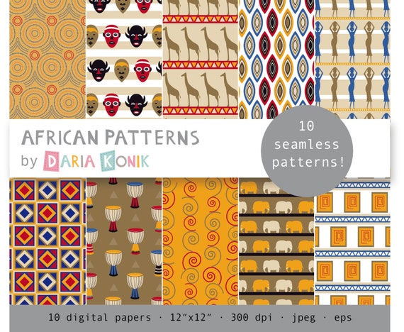 African Patterns Digital Paper Pack Ethno Patterns Africa Etsy