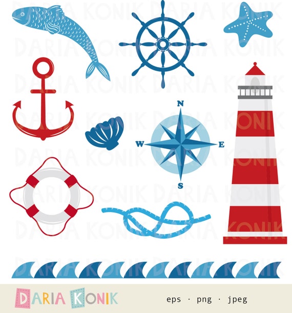 Nautical Clip Art Set Maritime Clip Art Lighthouse Clip Art Etsy