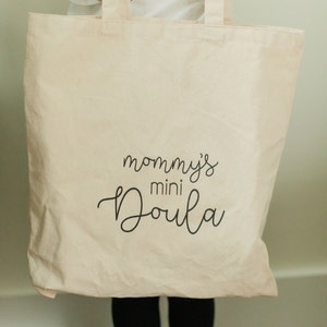 Kids Mommy Mini Doula Canvas Tote Bag  | Homebirth Gift | Big Sister | Big Brother