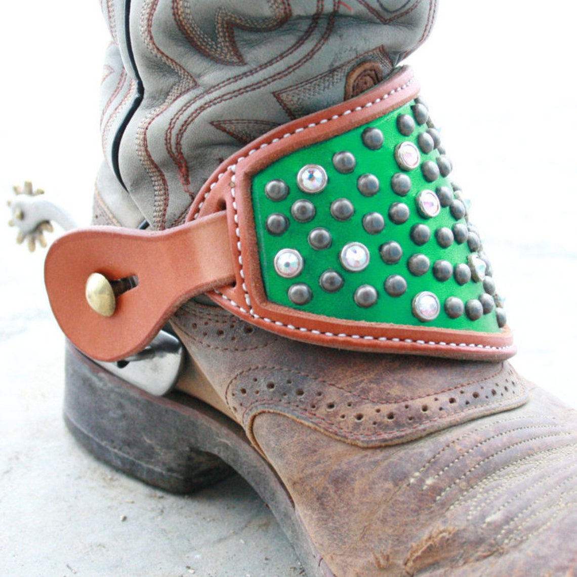 Green Crystal Spur Straps Etsy