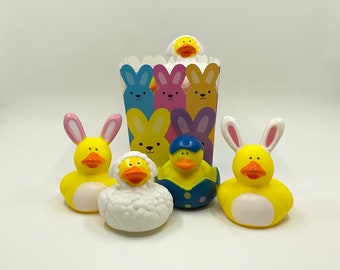 Easter Rubber Ducks - set of 4 with gift box, Easter ducks, rubber ducks, party supplies, party favors, basket filler