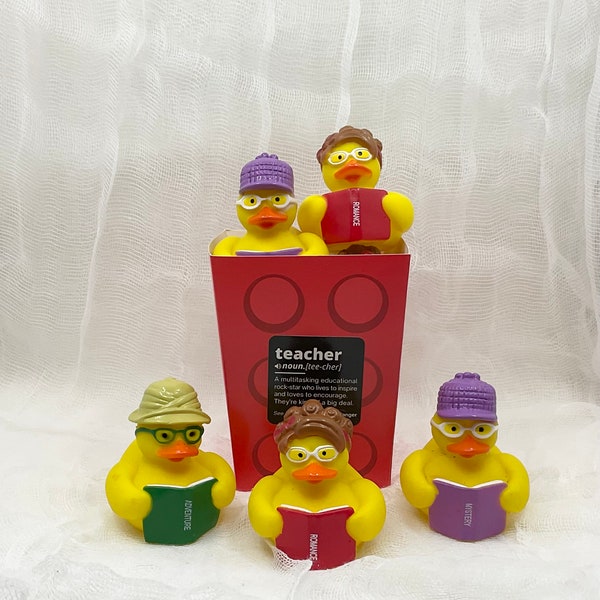 Teacher Rubber Ducks - set of 3 with gift box, rubber ducks, teacher, school gift, reading, library teacher, teacher gift