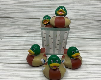 Mallard Rubber Ducks - set of 3 with gift box, decoy ducks, Mallard ducks, cupcake toppers, favors, party supplies