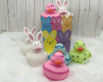 Easter Rubber Ducks - set of 5 with gift box, Easter gift, Easter ducks, Spring, party favors, party supplies, cupcake toppers
