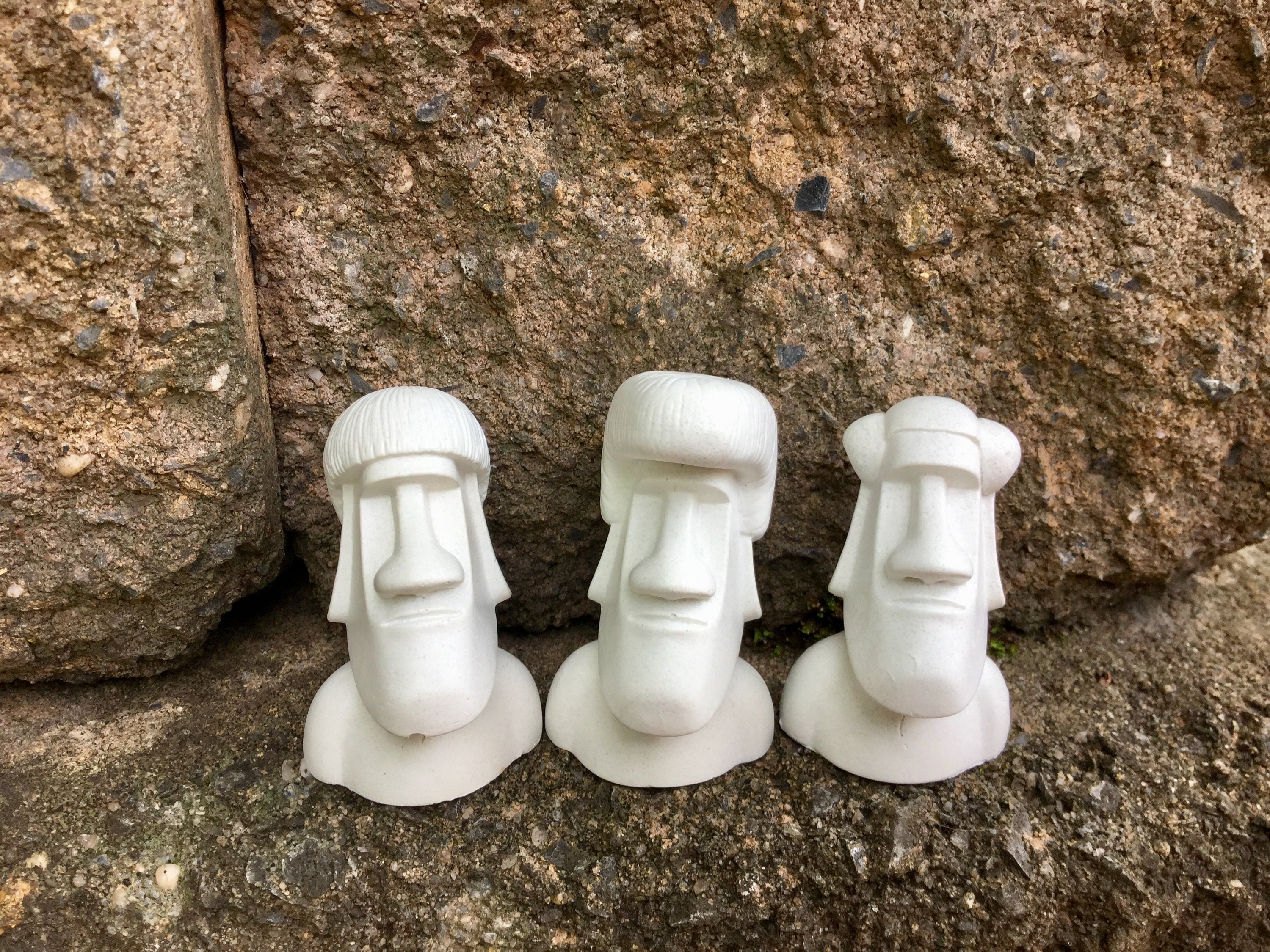 Moai Statues set of 3 mini statues Moai Statues Easter Etsy