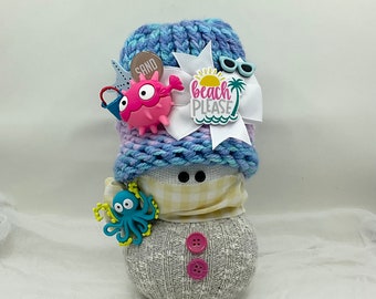 Handmade Snowman, “Snow Friends”, Ocean/Beach themed, Beach House, Seashore gift, handmade item, home decor, holiday decor