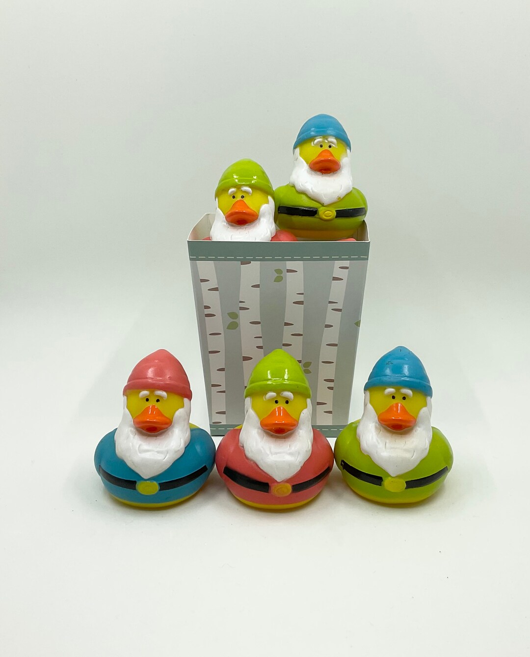Woodland Gnome Rubber Ducks Set of 3 With Gift Box, Rubber Ducks
