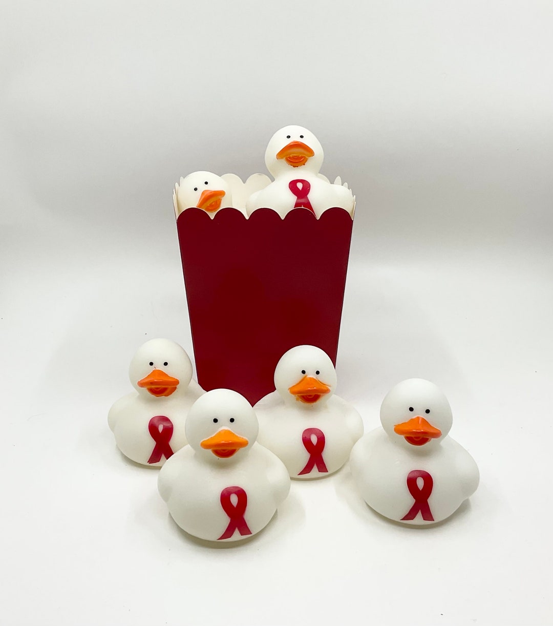 Red Ribbon Week Duck Red Ribbon Rubber Ducks: Awareness Party Favors (set of 4) - Etsy
