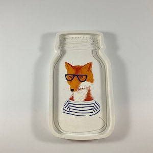 Handmade Concrete Mason Jar Tray: Fox Design Trinket Dish