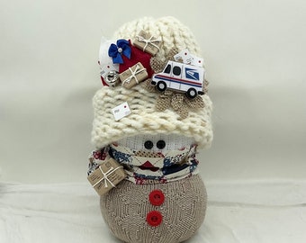 Handmade Snowman, “Snow Friends”, Postal Worker, USPS, handmade item, seasonal decor, home decor, post office