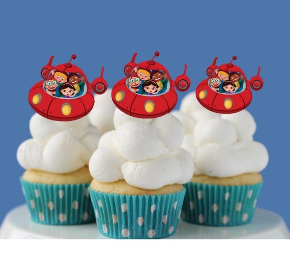 Double Sided Little Einstein Red Rocket Cutout Cupcake Toppers Etsy