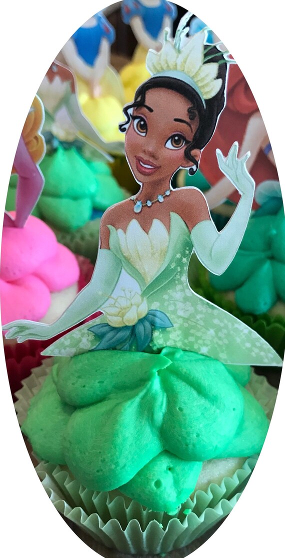 Princess Tiana Double Sided Cupcake Toppers Birthday Party Etsy