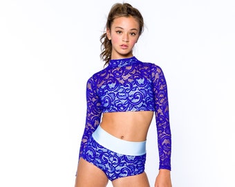 Asher Set Briefs and Criss Cross High Neck Long Sleeved Top