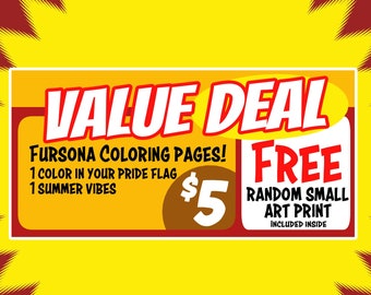 Furry Random grab bag bundle art prints coloring page Value deal