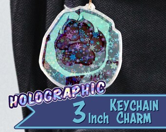 Furry Holographic  Keychain Charm - Pawprint Fossil