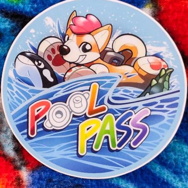 Furry Vinyl Sticker Pool toy pass