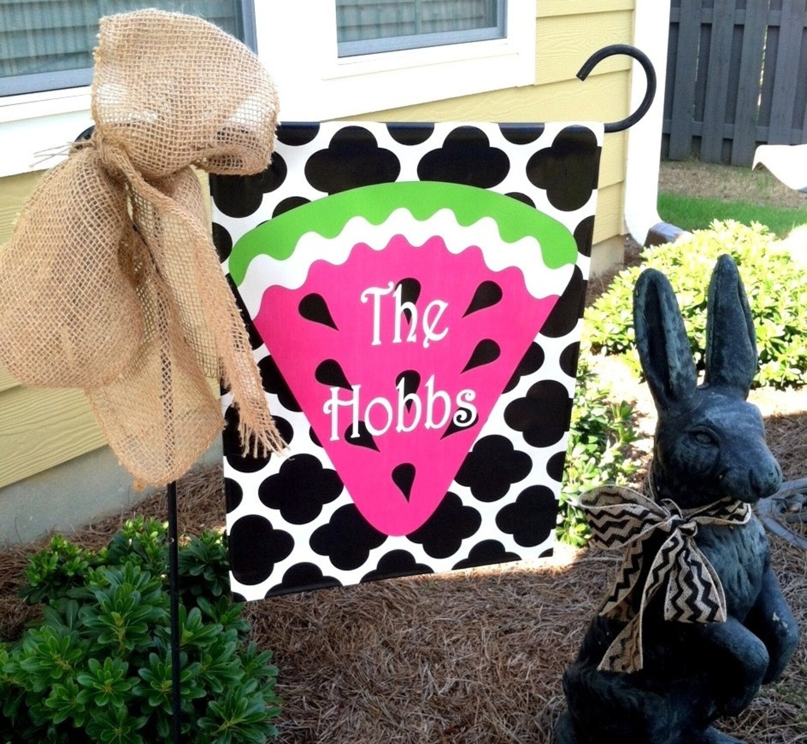 Custom Personalized Yard Sign Watermelon Black Scallop Etsy