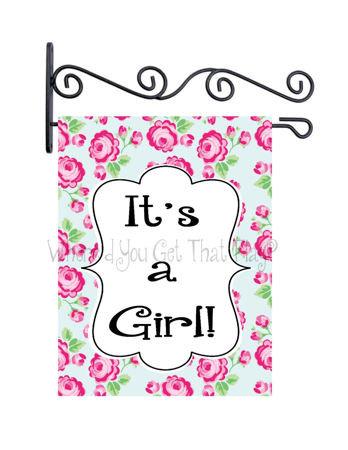 Custom Personalized Yard Sign It's a Girl Floral Etsy